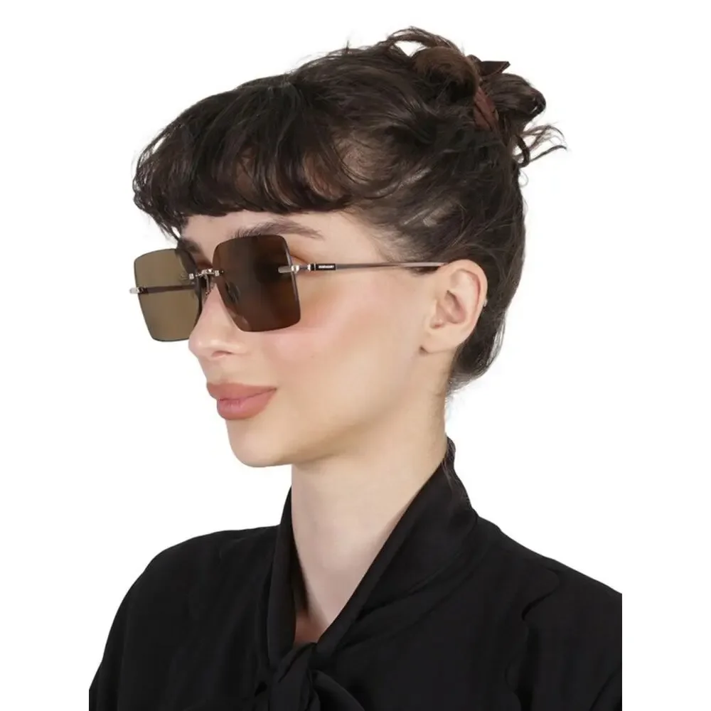 New Salvatore Ferragamo SF311S 745 Rimless Square Brown Women Sunglasses